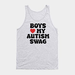 Boys Heart My Autism Swag Funny Boys Love My Autism Swag Tank Top